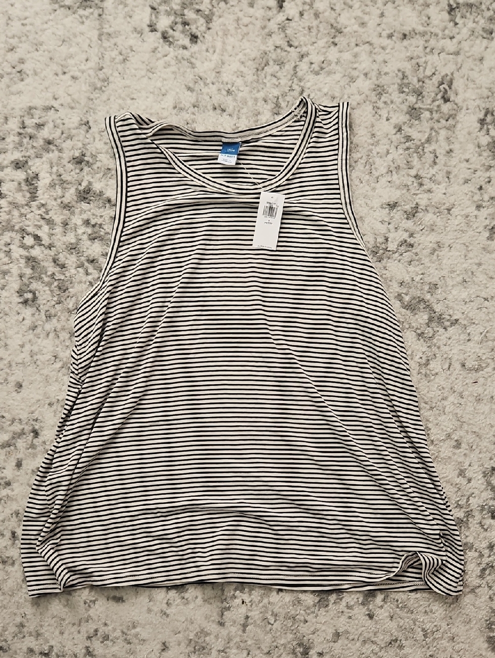 Striped Sleeveless Tank Top - Black & Cream